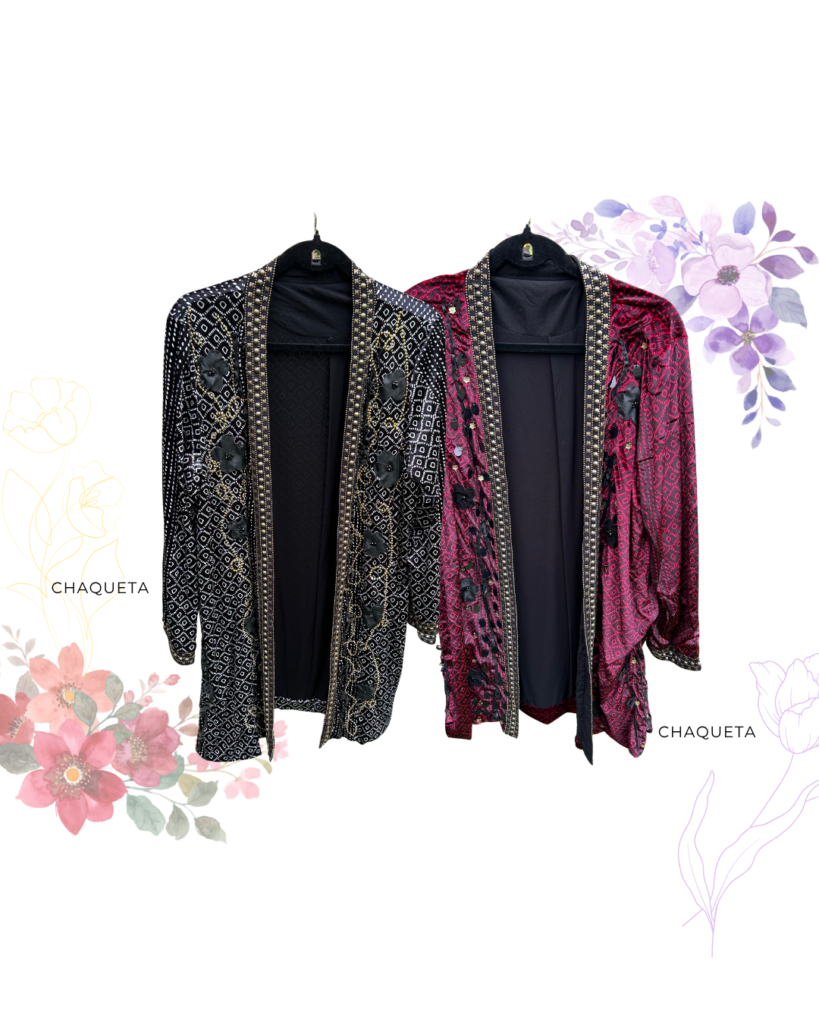 Chaqueta Larga de Terciopelo Negra y Burdeo – Talla M | Edición Artesanal