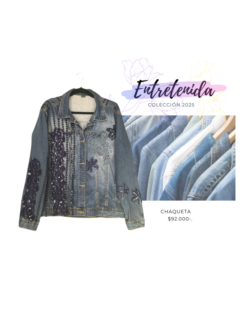 Chaqueta Denim Azul Bordada XL – Edición Artesanal