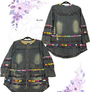 Blusa Denim Bordada Multicolor – Edición Exclusiva
